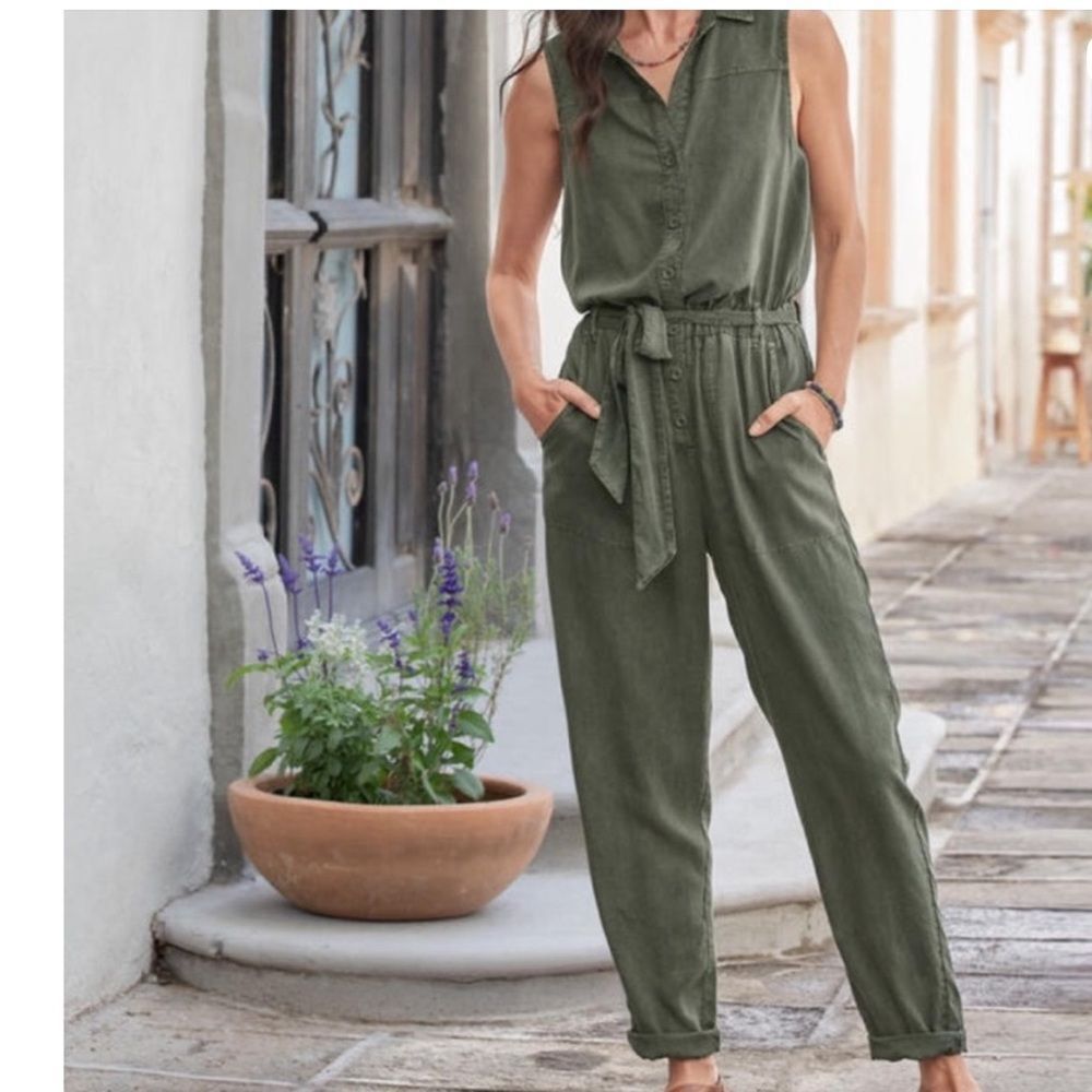 Cloth & Stone Odette Jumpsuit, Color Jade, size Large, NWT